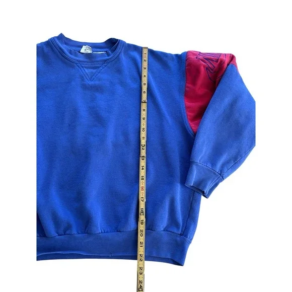 NIKE AIR - Vtg 80s Navy Blue Center Swoosh Crewneck Embroidered Sweatshirt L - Picture 8 of 11